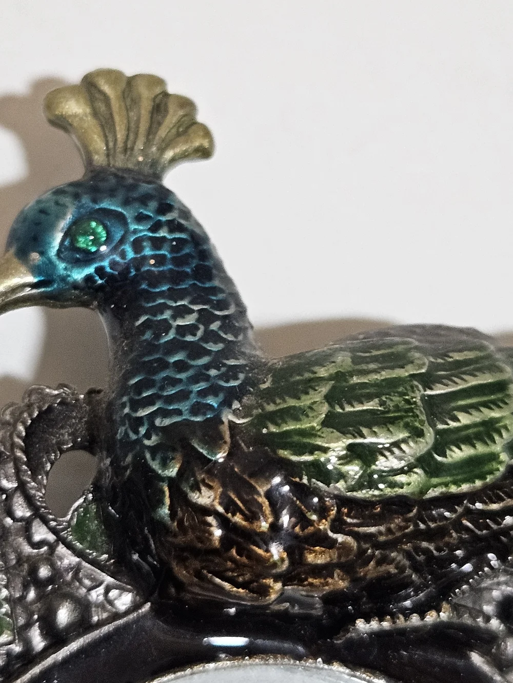 PIER 1 IMPORTS Jeweled Peacock Picture Frame Enamel Rhinestone Metal